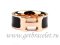 Hermes Enamel Clic H Ring in 18kt Pink Gold with Black